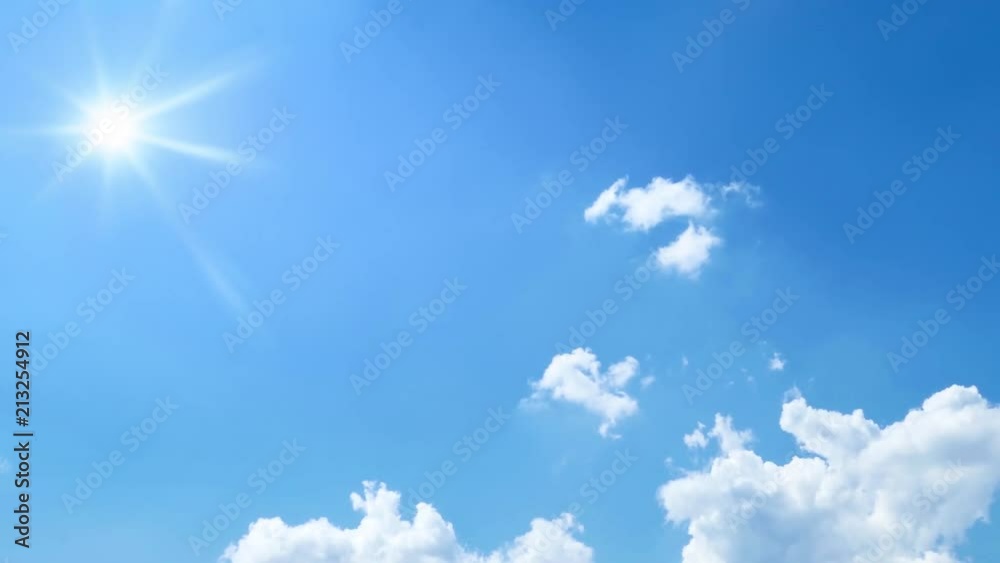 blue sky sun and clouds moving time lapse
