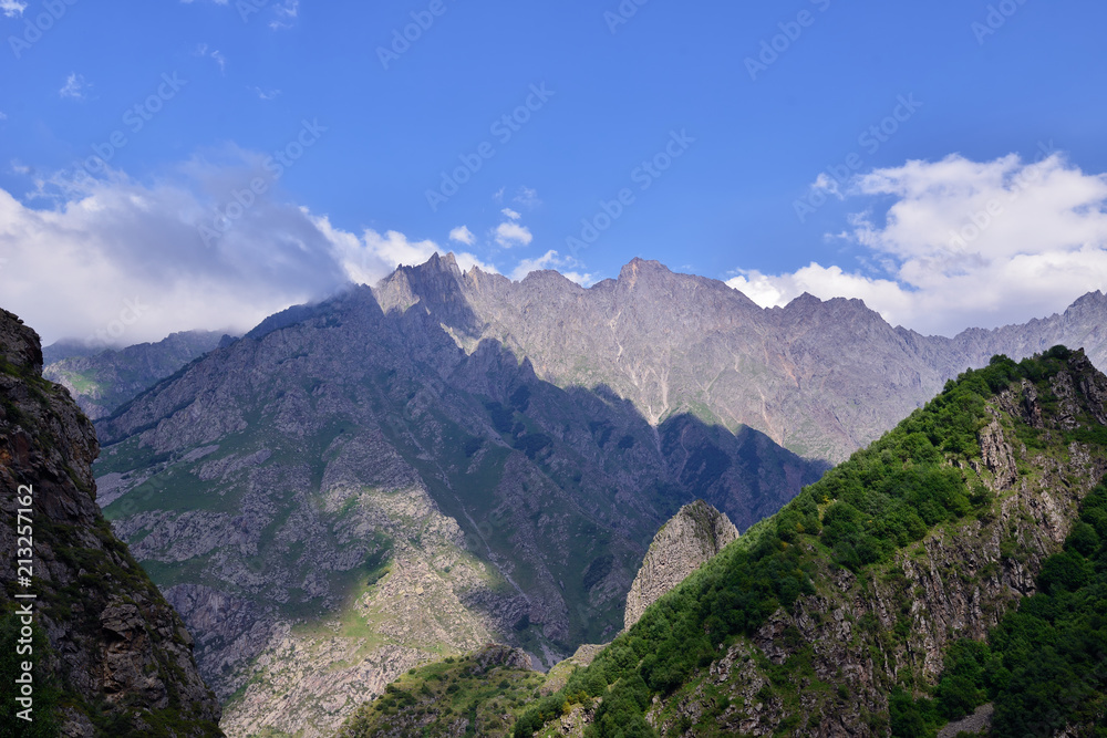 Naklejka premium Dariali Gorge near the Kazbegi city