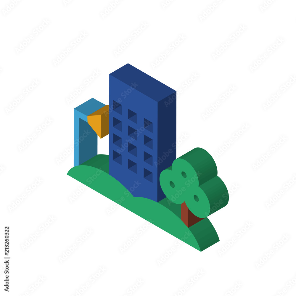 Flat isometric right top view 3D icon