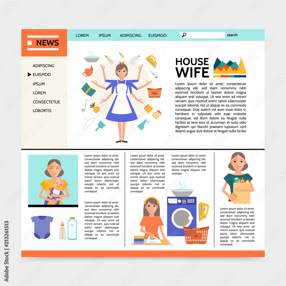 Obraz premium Flat Housewife Website Template