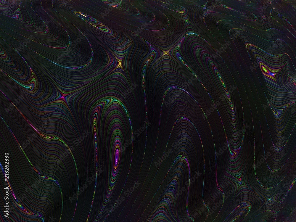 Dark energy. Science fractal landscape. Mist background. Digital generated mathematical geometry. Waves of liquid crystals 