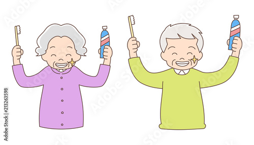 白い歯_上半身_シニア夫婦