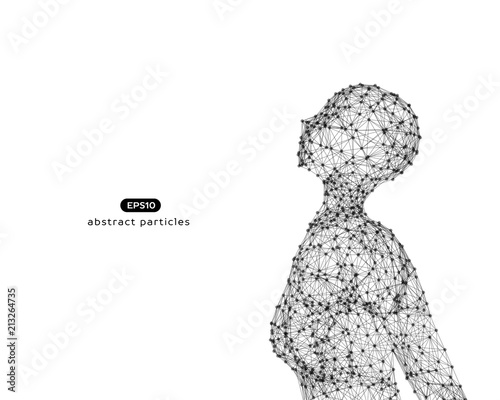 Abstract vector illustration of woman looking up.