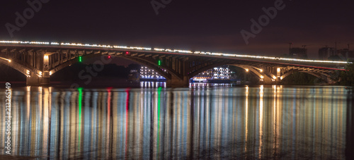 background. defocusing. evening bridge in the lights of the lanterns