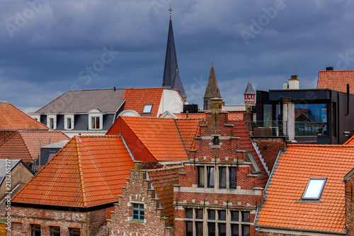 Gent. Roofs and towers of the old city.