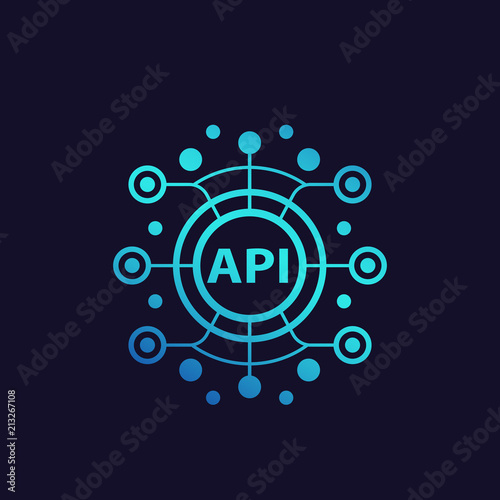 API, application programming interface, software integration vector illustration photo