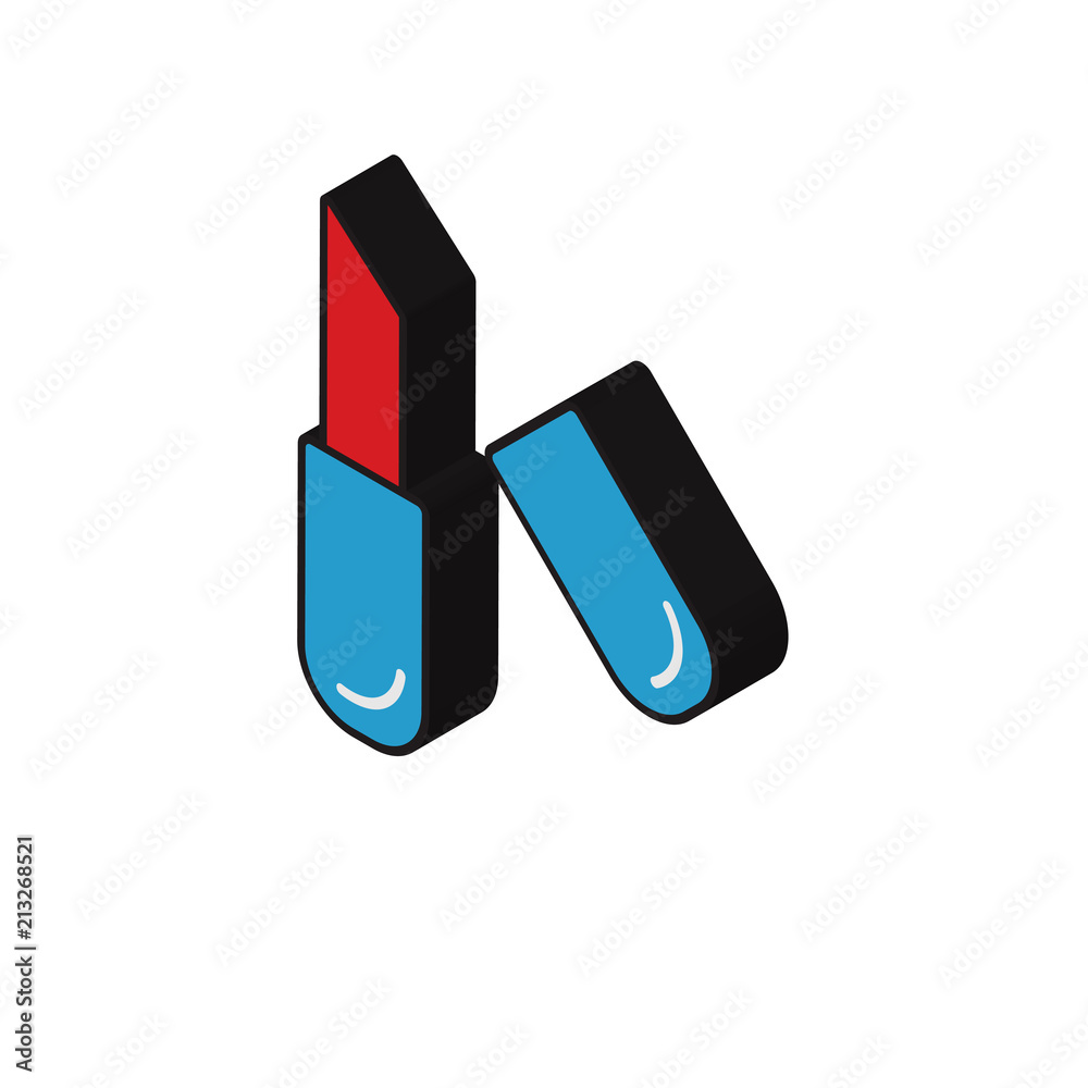 Lipstick isometric right top view 3D icon Lipstick isometric right top view 3D icon