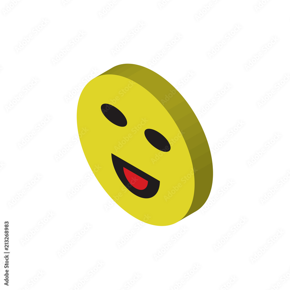 Happy isometric right top view 3D icon Happy isometric right top view 3D icon