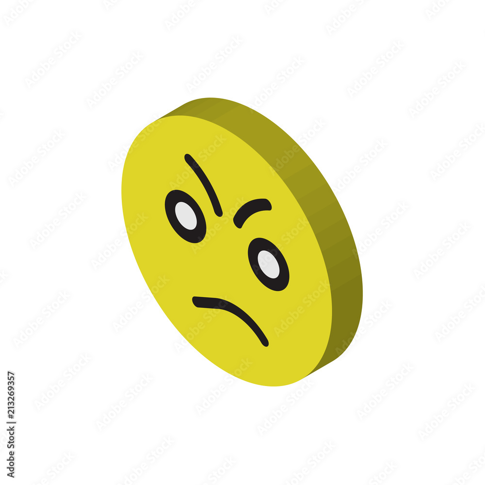 Fototapeta premium Angry isometric right top view 3D icon