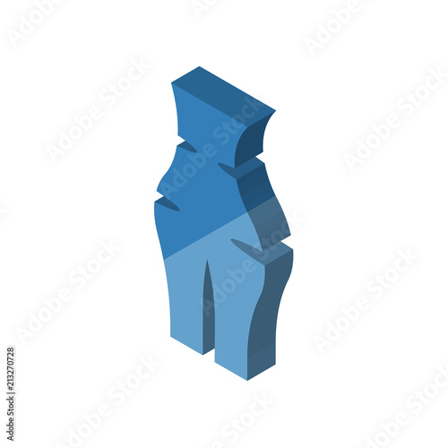 Human Abdomen isometric right top view 3D icon