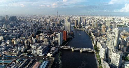Photography tokyo bay in aerial view