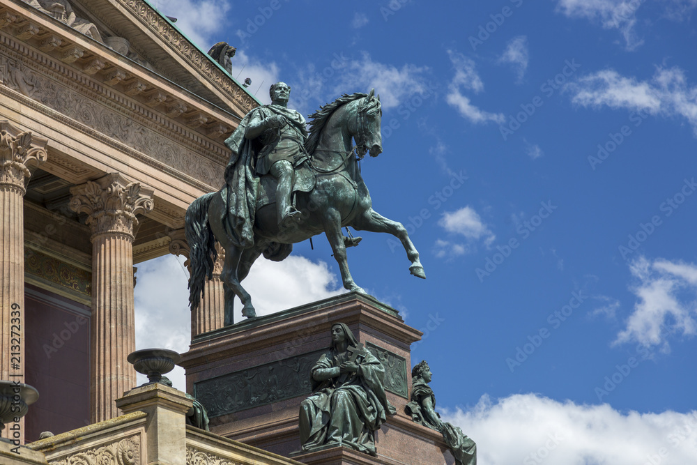 Equestrian monument to Prussian King Friedrich Wilhelm IV in front of the museum, installed in 1886 in Berlin