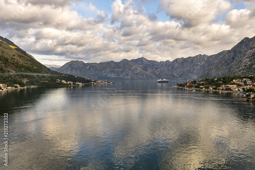 Luxury cruise ship in Montenegro Kotor Bay.