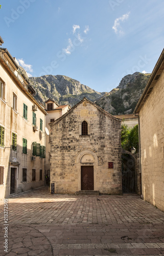 Narrow stone house in the old town of Kotor. Montenegro.