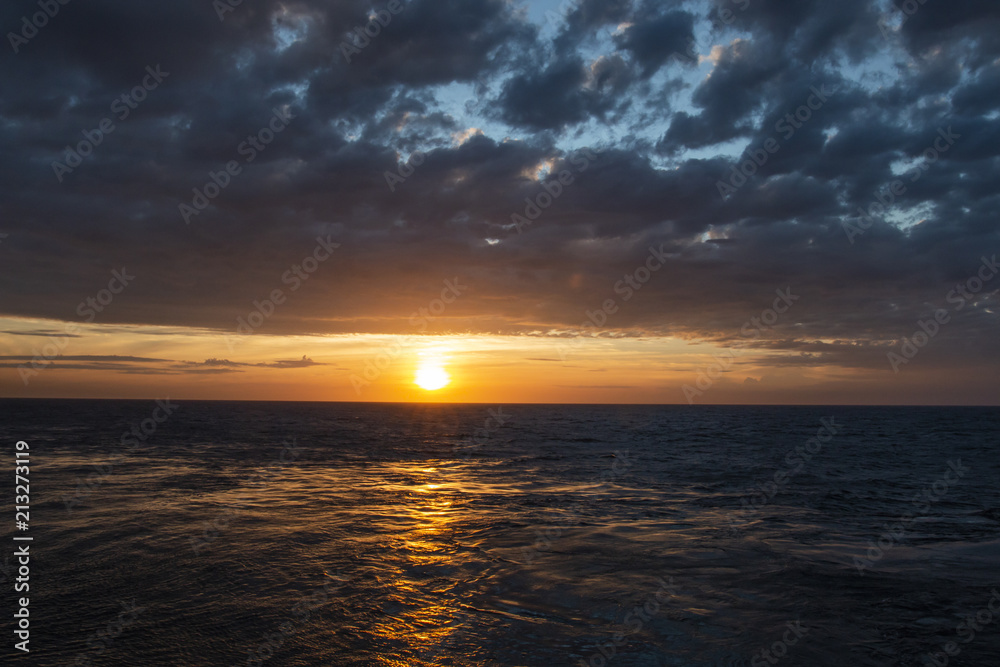 Wonderful sunset on the high seas, wonderful nature 