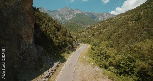 Aerial, Bridge Above Torrent Del Bac Divi, Pyrenees, Spain - graded Version photo