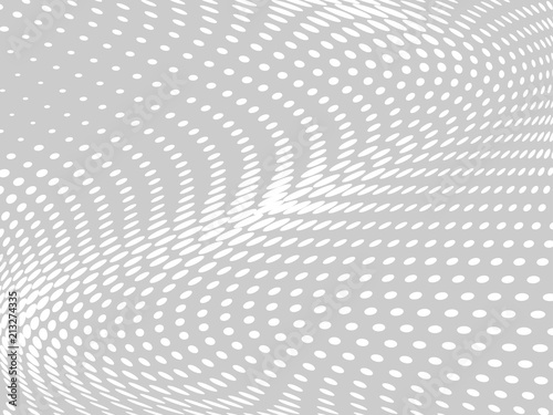 White-gray halftone background. Digital gradient. Abstract backdrop with circles, point, dots