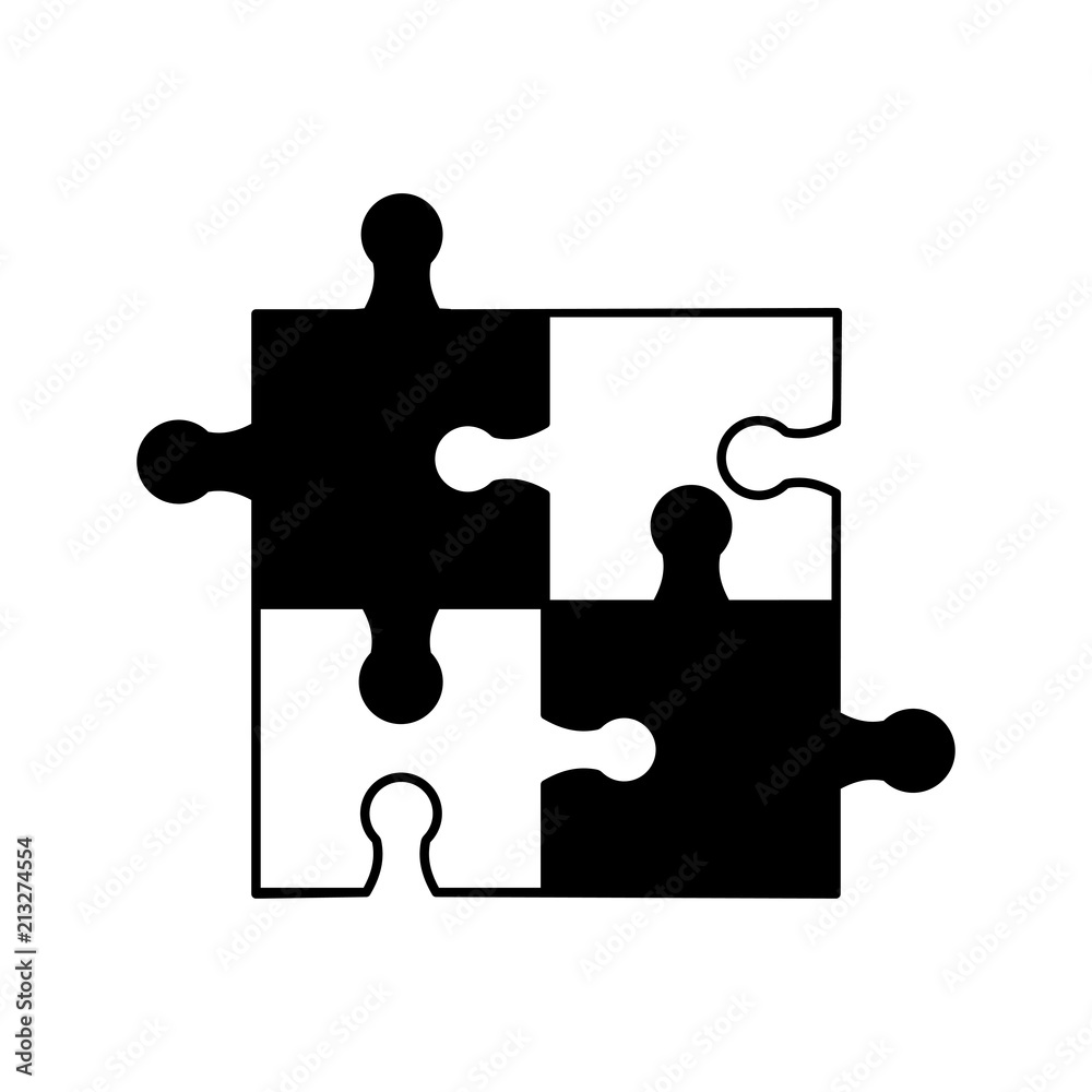 Black and white puzzle icon. Vector illustration Black and white puzzle icon. Vector illustration