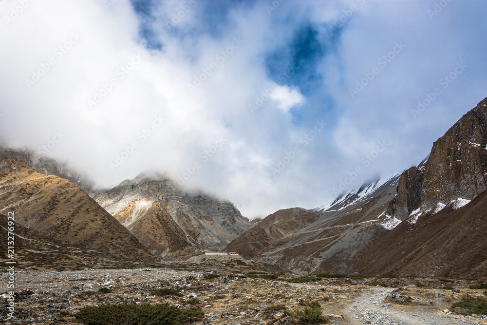 Beautiful mountain landscape in the vicinity of Muktinath, Nepal.