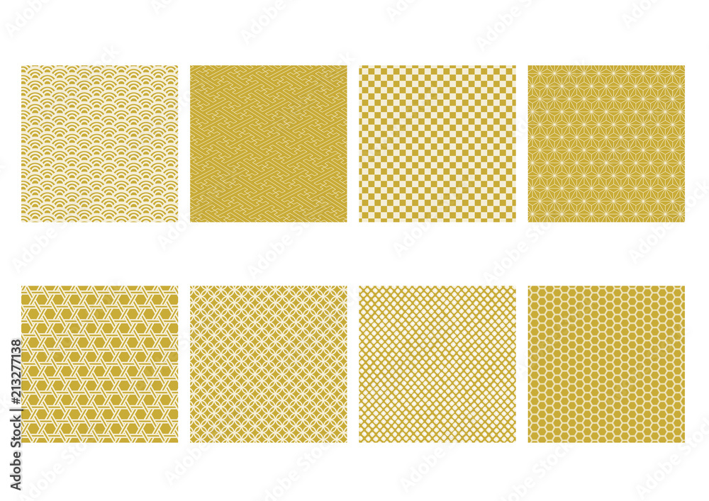 伝統模様コレクション イラストセット 金色 Stock ベクター Adobe Stock