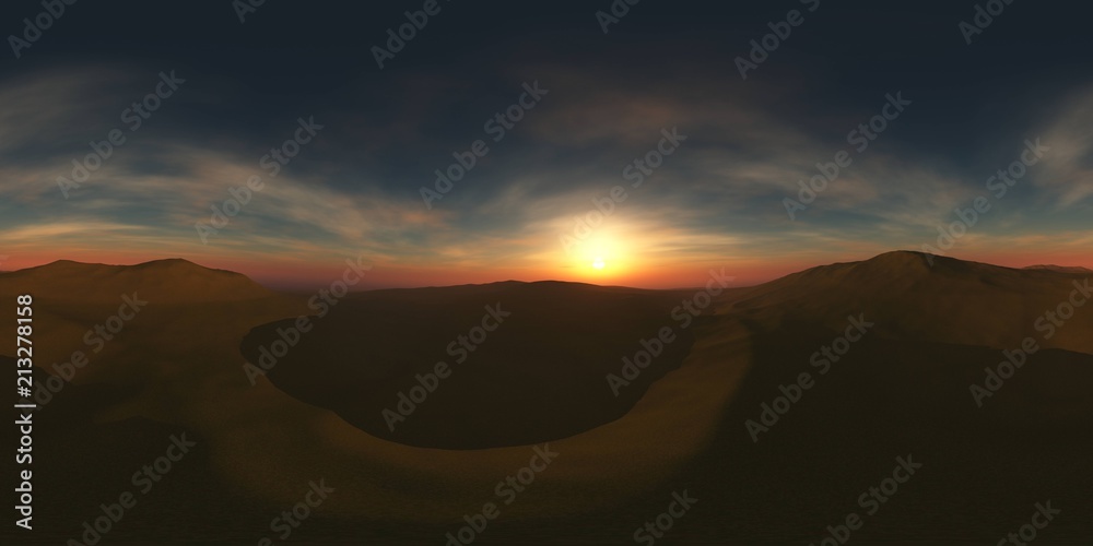 HDRI, environment map , Round panorama, spherical panorama, equidistant projection, land under heaven

