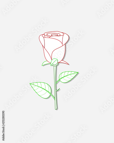 A cool and simple paper rose with shading in white background