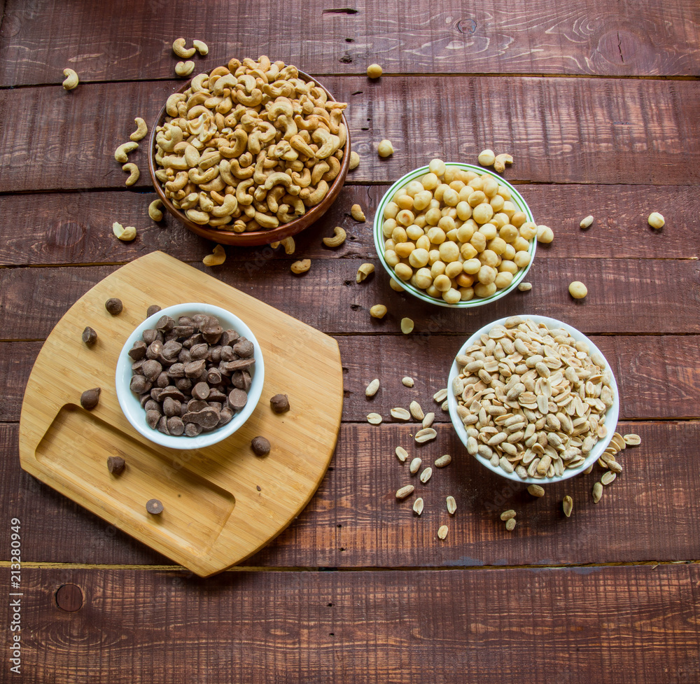 Four different kinds of nuts Four different kinds of nuts