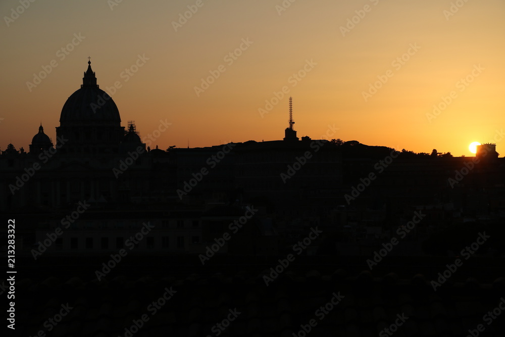 Rome and Basilika Sankt Peter at sunset, Italy 