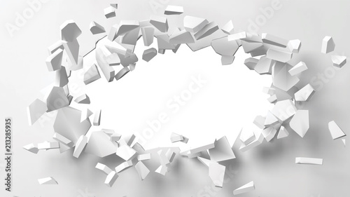 Fototapeta Naklejka Na Ścianę i Meble -  vector illustration of exploding wall with free area on center for any object or background