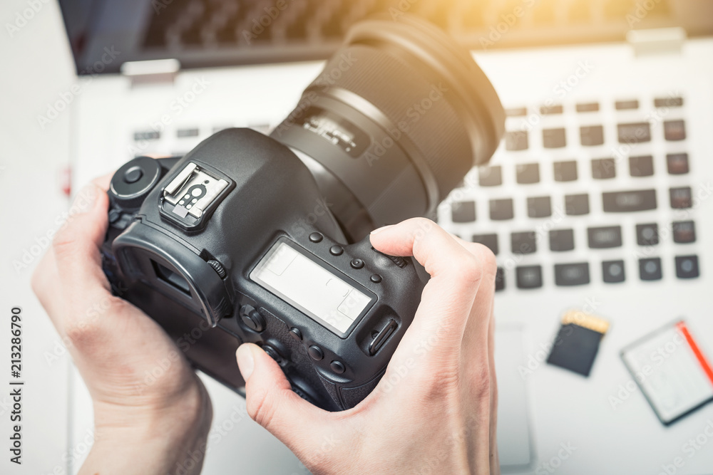 Modern digital DSLR camera. Photography concept. Modern digital DSLR camera. Photography concept.