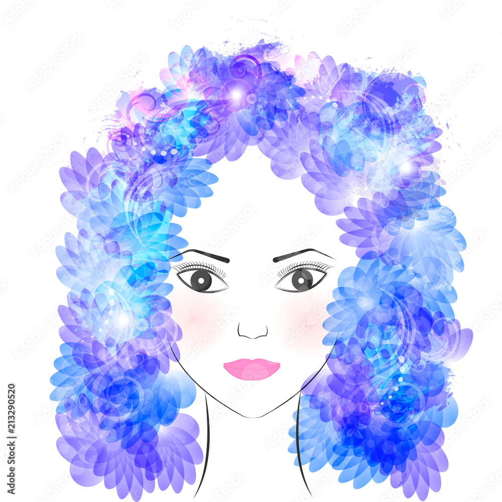 abstract girl with flowers in her hair. vector abstract girl with flowers in her hair. vector