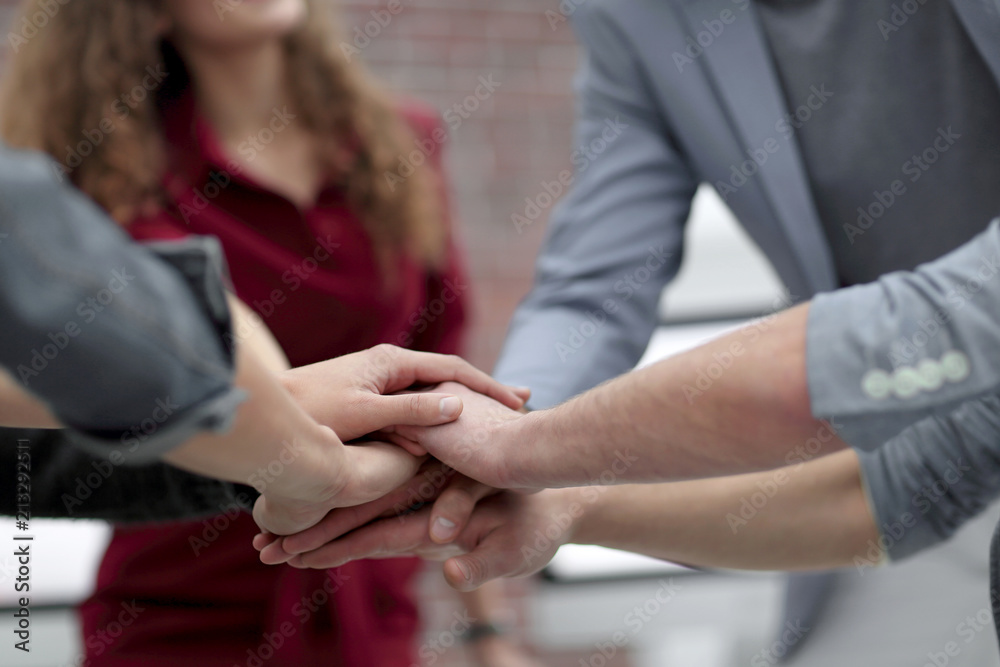Fototapeta premium closeup.creative business team showing their unity.