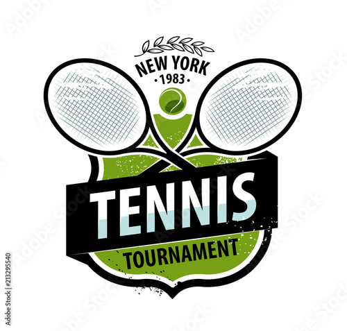 Tennis logo or label. Sport concept. Vector illustration
