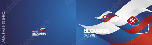 Independence Day Slovakia flag ribbon two fold landscape background