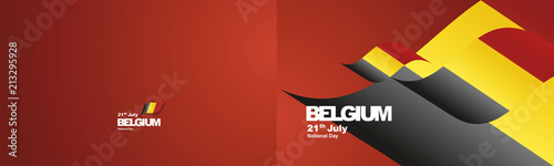 National Day Belgium flag ribbon two fold landscape background
