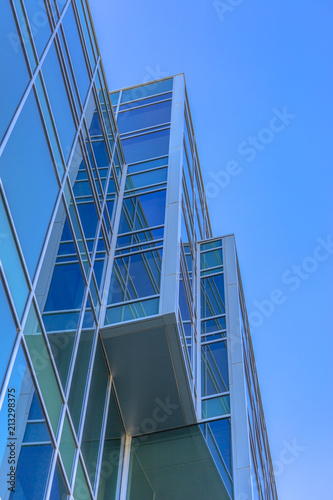 Angular building looking abstract with sky