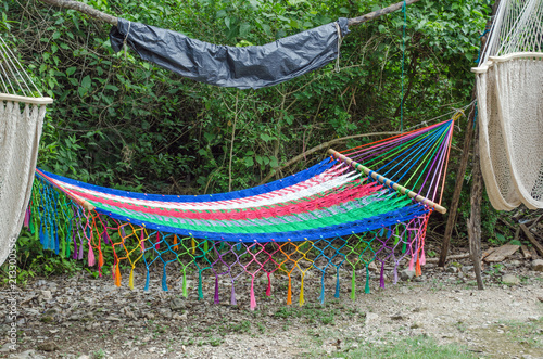 Colorful hammock in park