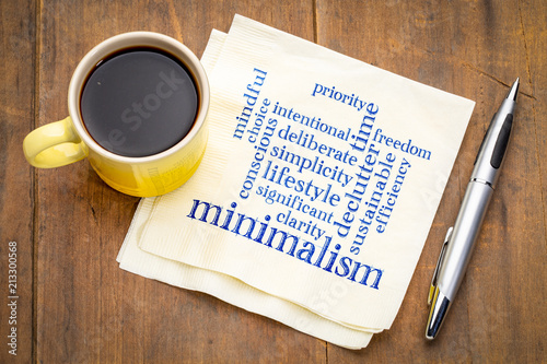 minimalism l;ifestyle word cloud on napkin