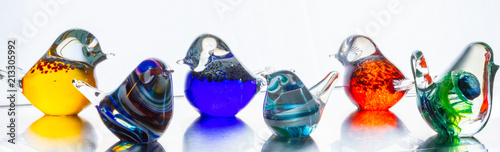 Photography Collection of Six Pretty Blown Glass Birds