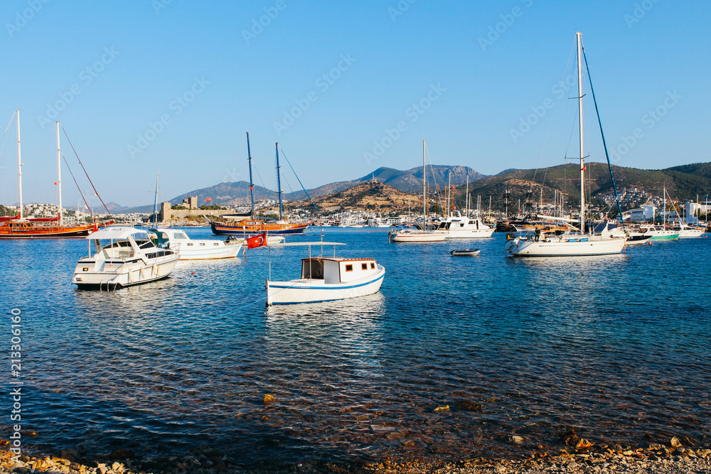 Aegean sea marina harbor in Bodrum, Turkey