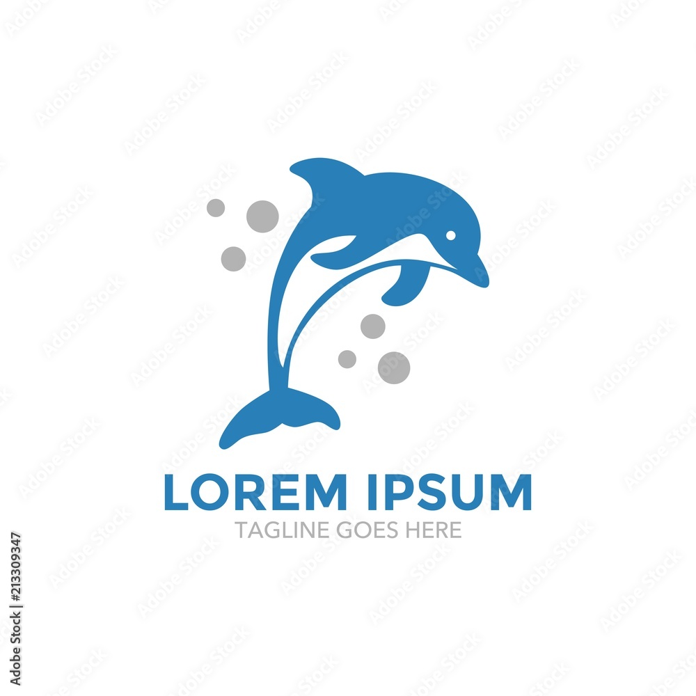Obraz premium Unikalny szablon logo delfinów. wektor. edytowalne. prosty kształt. minimalistyczny kolor. niezapomniany
