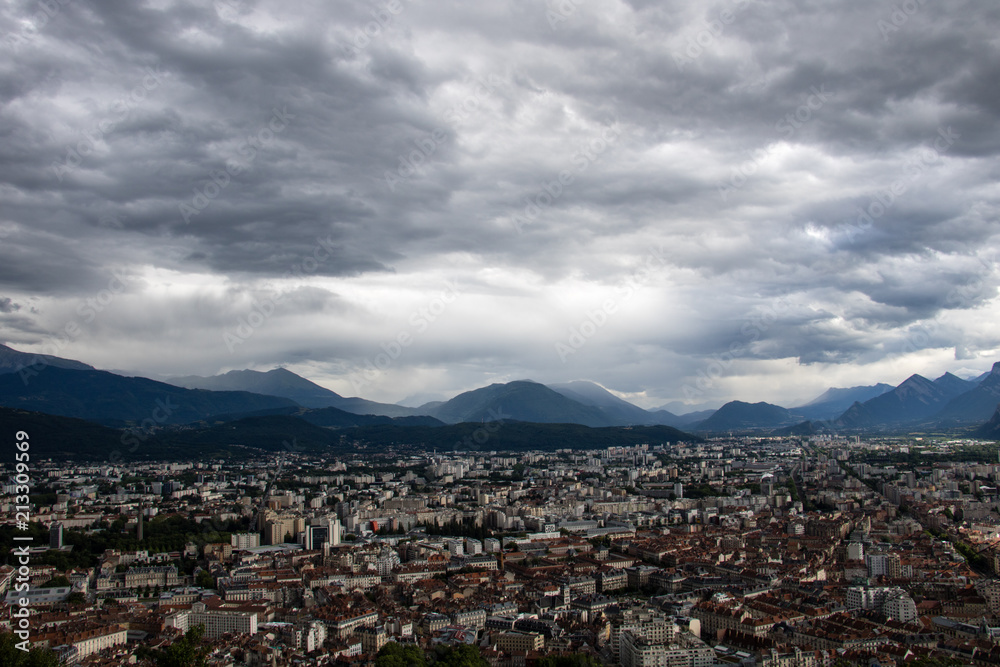 A view from the top of the Bastille in Grenoble, France