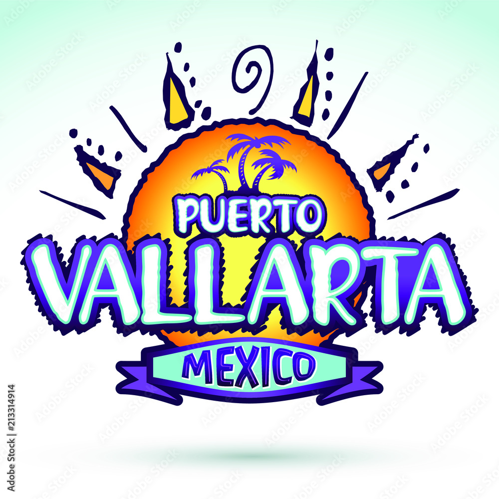 Puerto Vallarta Mexico, vector icon, emblem design