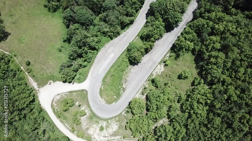 Route to Mandrioli mountain pass. Vertical view of bend as a elbow photo