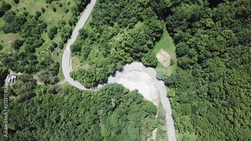 Route to Mandrioli mountain pass. Vertical view of bend like a s photo