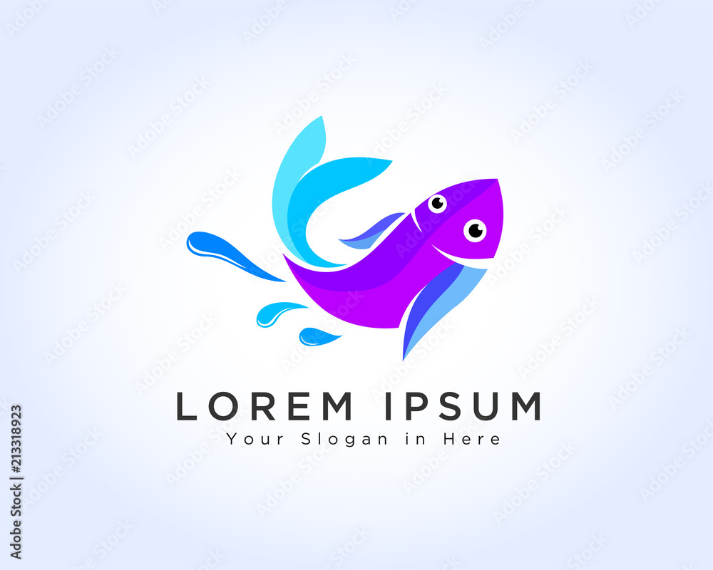 Fresh fish, restaurant logo, seafood icon, jump fish colorful logo Fresh fish, restaurant logo, seafood icon, jump fish colorful logo