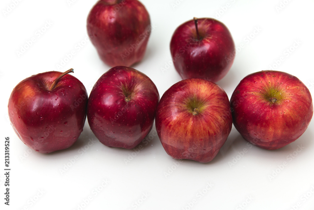 Red apple with white copy space