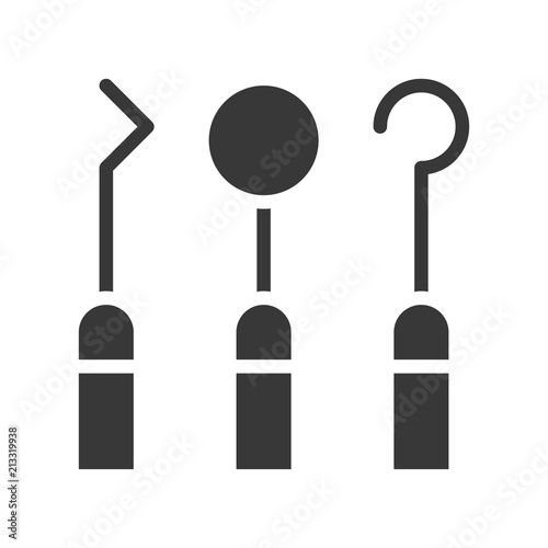 dental instruments, mirror, related solid icon