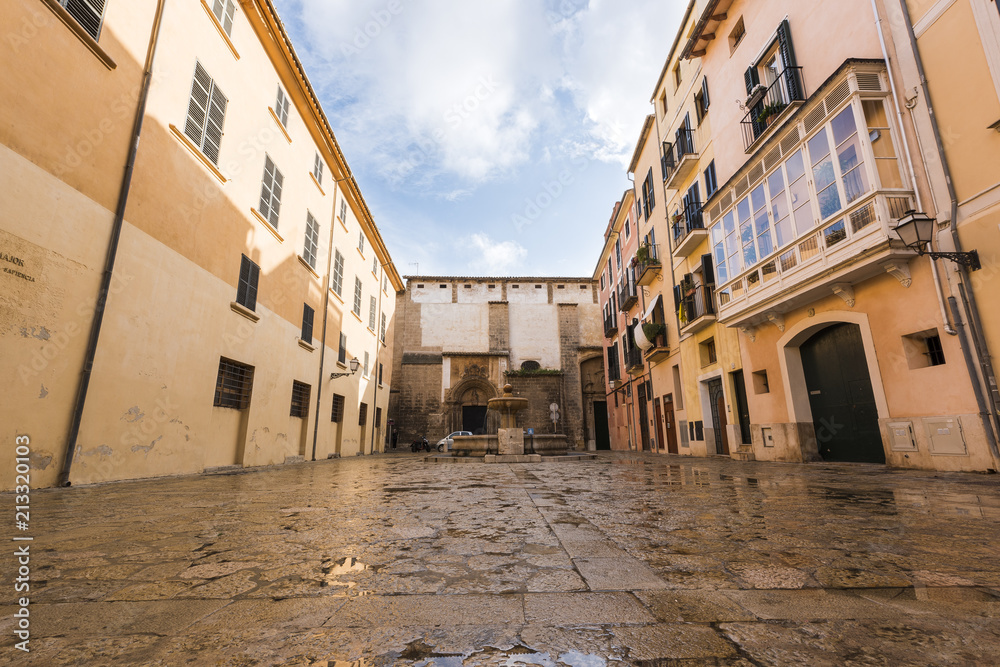 Ancient square of the old city of Palma in Mallorca