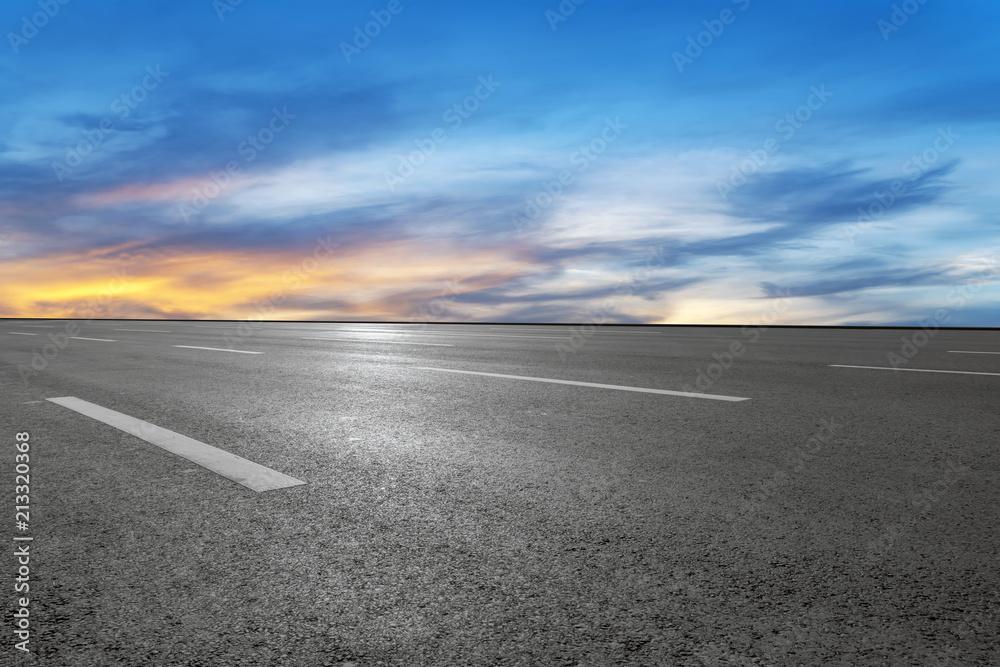 Fototapeta premium Empty highway asphalt road and beautiful sky landscape